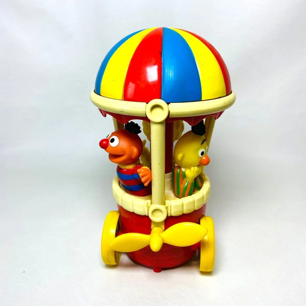 80s Sesame Street Hot Air Balloon Bump N Go Bert Big Bird Musical Illco Working‎